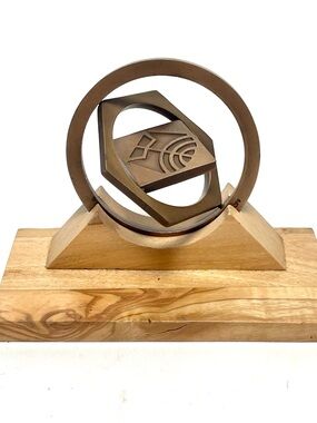 Vintage Israel State Kinetic Medal Bronze, 59mm, 1987 by Naim Basson with Stand